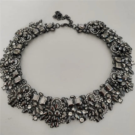 2025 New Fashion Crystal Rhinestones Large Collar Choker Necklace Earrings Women Jewelry Sets Indian Statement Wedding Necklace