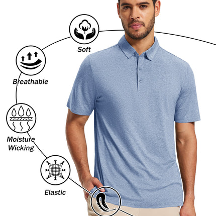 TACVASEN Men's Polo Shirts Short Sleeve Moisture Wicking Lightweight Athletic Casual Collared Golf Shirt Summer Work Polo Shirts