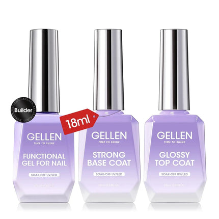 GELLEN Nail Polish Set 18ml 4PCS Kit Base Coat Top Gel Cuticle Softener Oil Salon Quality Manicure Pedicure Valentines Gift