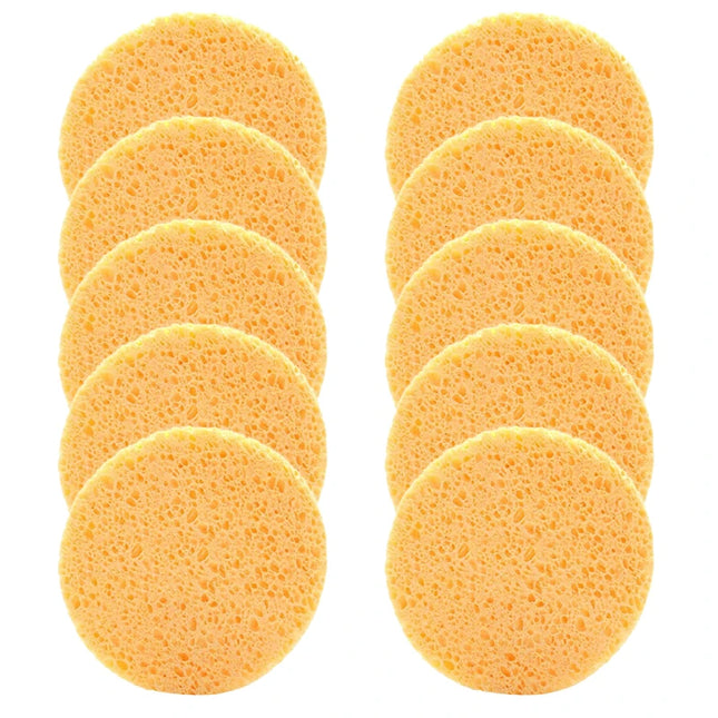 10pcs 6cm Face Round Makeup Remover Tool Natural Wood Pulp Sponge Cellulose Compress Cosmetic Puff Facial Washing Sponge