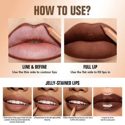 This matte, waterproof lip liner is long-lasting and non-fading, easy to apply, and perfect for beginners.