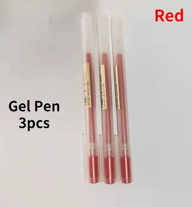 3Pcs Gel Pen Japan MUJIs 0.38mm/0.5mm Black/Blue/Red/Dark Blue Ink Gel Pen 4 Color Business School Stationery Special Offer Set