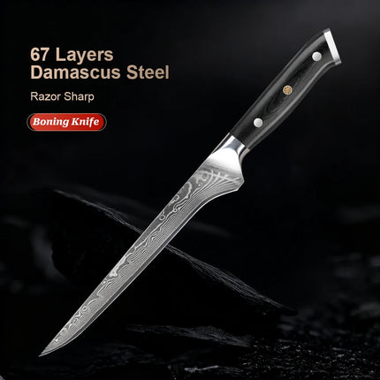 Boning Knife 6 Inch Japanese Damascus Steel Blade Razor Sharp Fish Filleting Knife Kitchen Deboner Knife Full Tang Handle