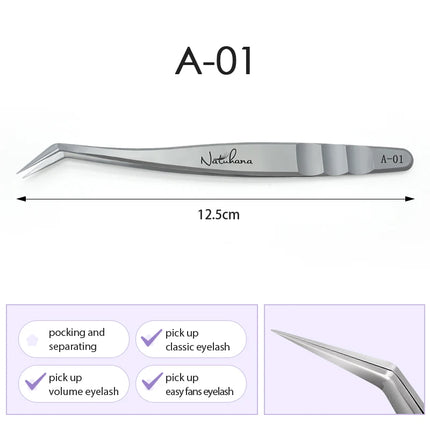 NATUHANA  Eyelash Extensions Tweezers Lash Artists High Precision Stainless Steel Superhard Anti-Static Tweezers Makeup Tools