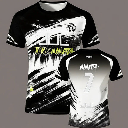 JUL 3D Series 90-Minute Football T-Shirt, Quick-Dry Summer Outdoor Sports T-Shirt for Men, Loose-Fit Crew Neck T-Shirt