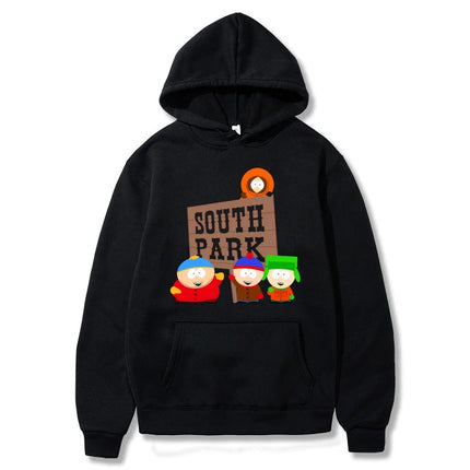 South Park Anime Pattern Hoodie Fashion Warm Coat Men's Autumn and Winter Season Hoodie Street Black Long Sleeve Hoodie