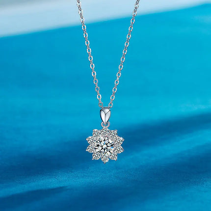 Sunflower Necklace Pendant 2CT Moissanite Women's PT950Platinum-Fine bezel setting, bright fire,hypoallergenic,for dress outfits