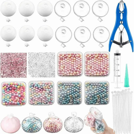 TPR DIY Ball Shell Kit Round Transparent DIY Stress Ball Making Kit Refillable Stretchy Squishy Ball Making Kit