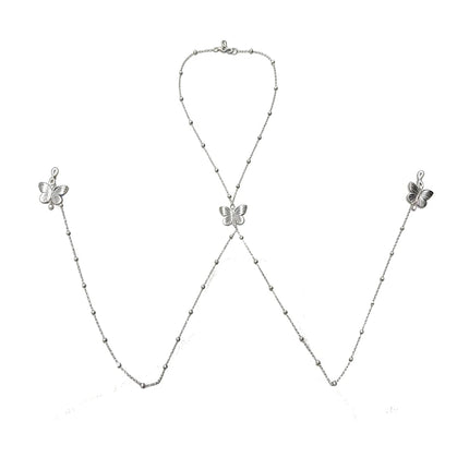 Sexy Butterfly Pendant Nipple Clamps Collar and Body Chain Combo Sexy Accessories for Women BDSM Training Fetish Adult Sex Toys