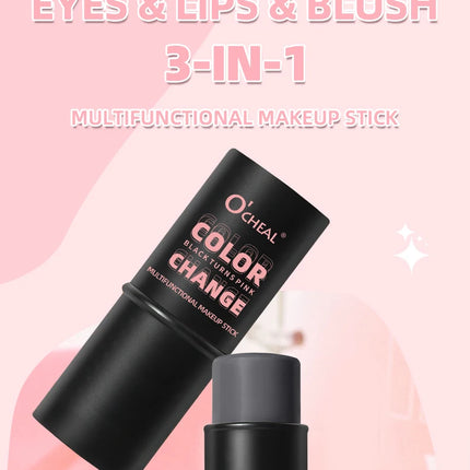 Color-Changing Blush Stick Blusher Cream 3-in-1 Pink Color with Long-Lasting Makeup Easy Application