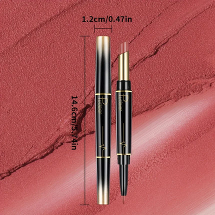 Double-Ended Lip Liner Lipstick Pencil Moisturizing Semi-Matte Formula for Precise Lines & Full Coverage Long-Lasting Hydration