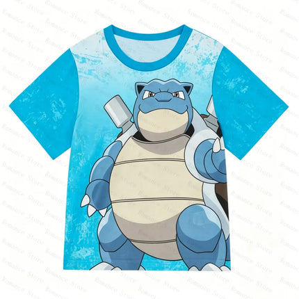 Charizard Print Kids Pajamas Set Anime Pokemon Short Sleeve For Boys 2 Pieces Comfortable Kids Tshirt Set Men's Shirts and short