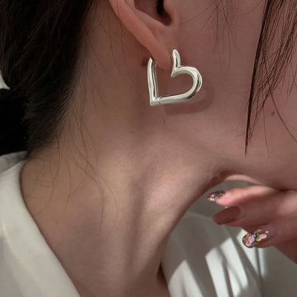 925 Sterling Silver Heart LOVE Wedding Hoop Earrings for Women Engagement Luxury Jewelry Accessories Gifts