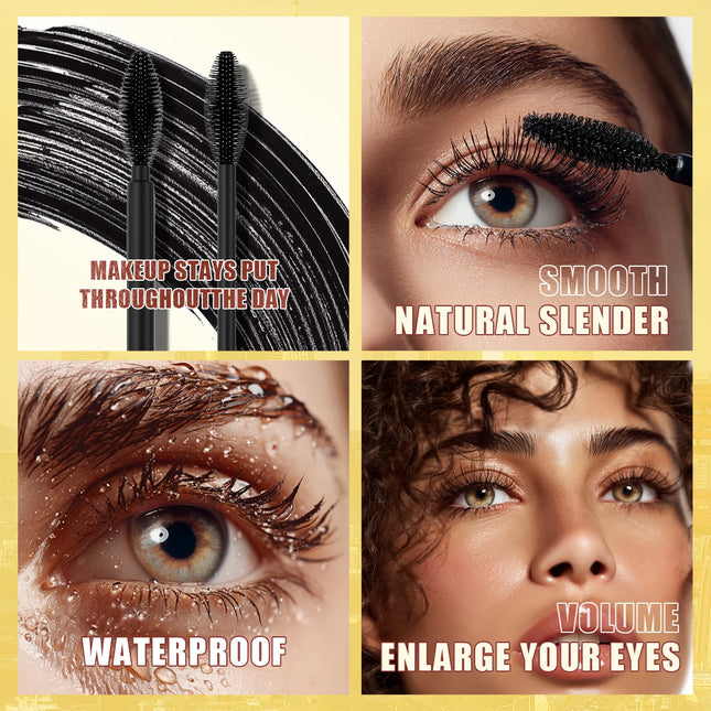 Double In-one Mascara Silk Fiber Mascara Waterproof Mascara for Eyelash Extension Black Thick Lengthening Eye Lashes Cosmetics