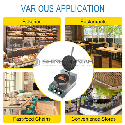 Commercial Ice Cream Cone Machine Waffle Cone Maker Electric Stainless Steel Egg Roll Mold Nonstick Waffle Cone and Bowl Maker