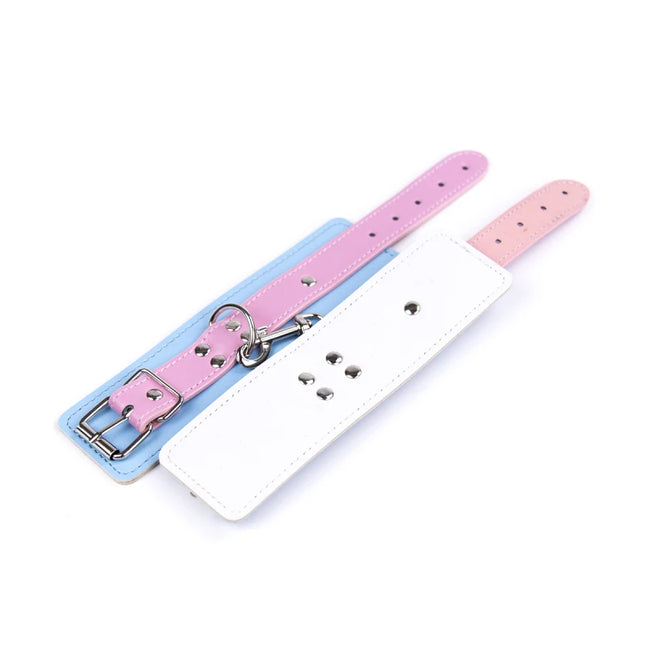 Adjustable PU Leather Handcuffs Ankle Cuff Collar BDSM Toys Bondage Set Sex Toys Restraints Exotic Accessories Adult Toys