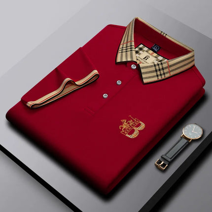 Summer Men's Fashion Casual Short-Sleeved Polo Shirt High-End Boutique Embroidered Top Comfortable and Breathable Lapel T-shirt