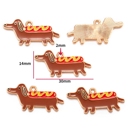 10pcs Enamel Dog Charm for Jewelry Making Supplies Corgi Earring Animal Pendant Bracelet Necklace Accessories Diy Finding W405