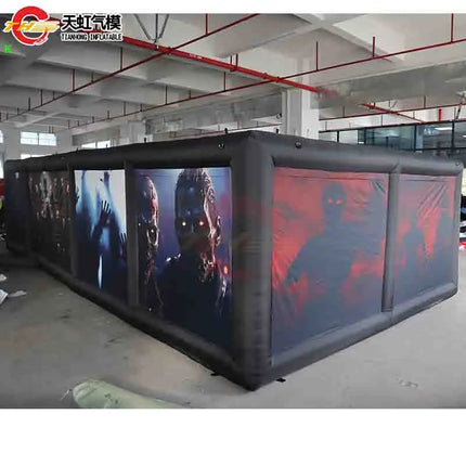 9x4m T Shaped Inflatable Maze Zombie Themed Halloween Haunted House Sport Game