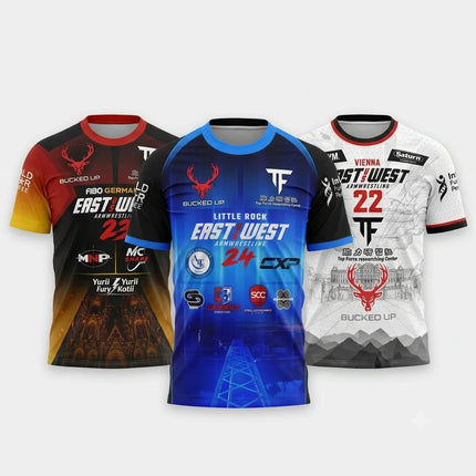 The East VS West Series 16 To 24 Armwrestling T-Shirt Atlantic City Sports Jersey Men's Breathable Quick Dry Fitness Gym Tee Top