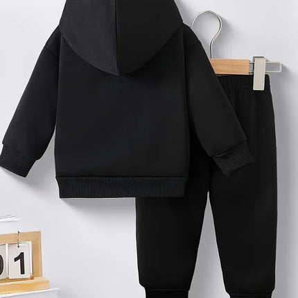 Newborn Baby Boy Fleece Sweatshirt And Fashion Casual Sports Pants Set 'Dad Little Baby' Print Autumn Winter Gift Set