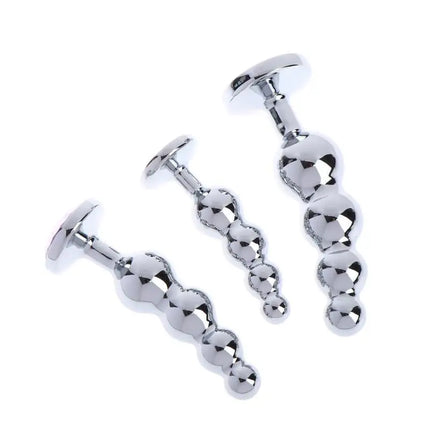 New Metal Curved Anus Butt Plug 4 Beads Stimulating Anal Plugs Sex Prostate Massage Analplug Buttplug Butplug With Jewelry Base
