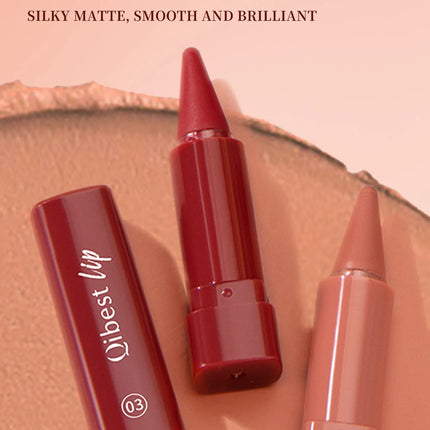 QIBEST Tapered Gradient Lip Liner Makeup Sets Matte Nude Brown Red Lipstick Waterproof Contouring Lipliner Lasting Makeup Kits