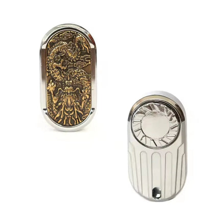 Dragon Pattern EDC Rhythm Direct Push Rotating Mechanical Metal Fingertip Push Card Decompression Desktop Toy Gift