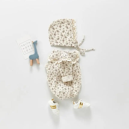 Autumn New Newborn Toddler Girls Cute Lovely Romper Girl Infant Floral Bodysuit Baby Jumpsuit + Hat Suit Casual Outfits Clothes