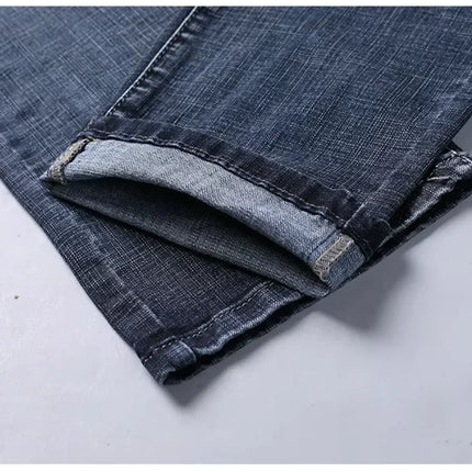 Wthinlee New Business Men's Jeans Casual Straight Stretch Fashion Classic Blue Black Work Pant Denim Trousers Male  Clothing