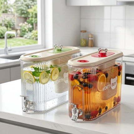 4L Transparent  Plastic Water Kettle Refrigerator Juice Beverage Container Large Capacity Cold Water Jug With Faucet & Filter