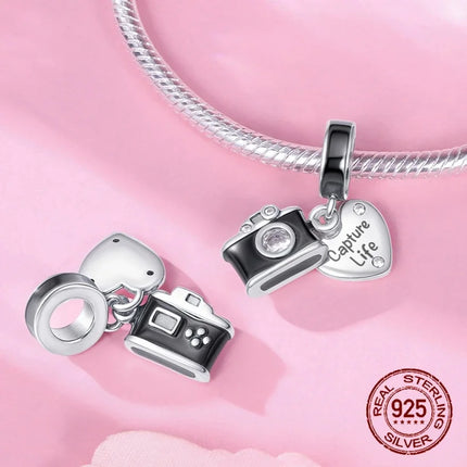925 Sterling Silver Classic Purple Heart Shape Dragon Pegasus Butterfly Charms Beads Fit 3mm Original Bracelet DIY Jewelry Gift