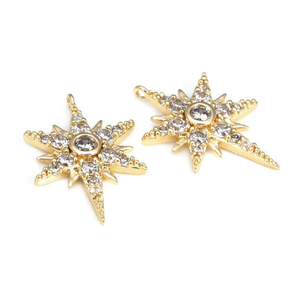 18K Gold Color Brass  Zircon Star Charms Pendants Jewelry Necklaces Earrings Bracelets Making Supplies Diy Findings Accessories