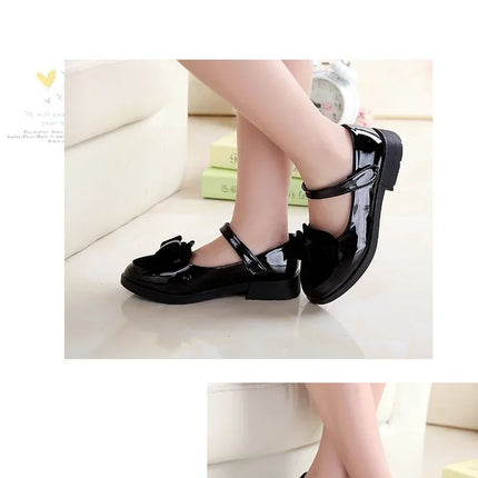 Girls Flats Children Princess Shoes With Bow-knot Sweet Kids Mary Janes Elegant Classic British Style Fashion 2024 Autumn 27-38