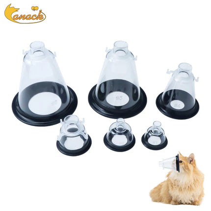 Animal Anesthesia Mask Medical Grade PVC Transparent Dome With Silicone Protective Film Fixing Ring For Pet Veterinary Equipment