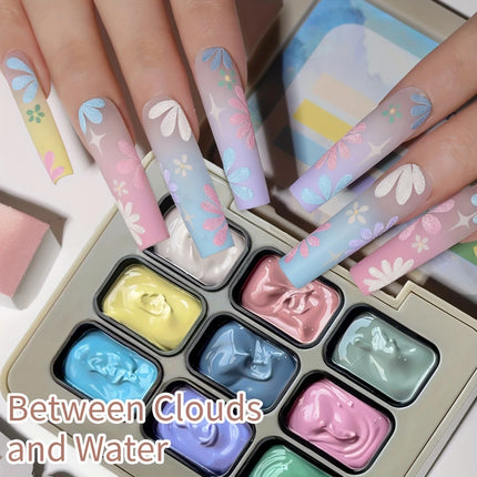 MORDDA 9 Colors Patting Glue Smudge Canned High Saturation Popular Semi-Solid Nail Polish Glue Women's Salon Manicure DIY