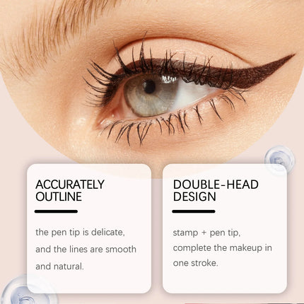 Rotating Eyeliner Stamp Pen Waterproof Sweat-Proof Integrated Black Brown Dual-Head Triangular Tip Symmetric Liquid Eyeliner Pen