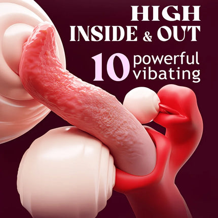 Women Adult Sex Products 4 in 1 Tongue Licking Vibroom Suck Citoral Stimulator Couple Adult Games 10 Licking & 10 Swing