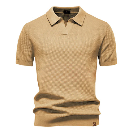 AIOPESON Men's Summer Breathable Polo Shirt Short Sleeve Solid Color Casual Polo Shirts for Men Lightweight Stretch Polo ﻿