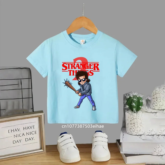 Trendsetting Stranger Things Prints for Summer Cheap Yet Chic O-neck Tees for Boys and Girls Soft Fashionable for Kids