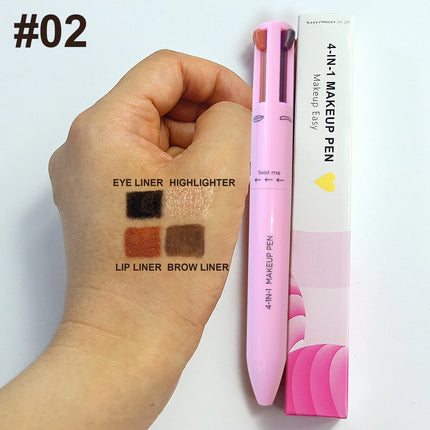 4 in 1 Long-lasting Vegan Makeup Pen Face Eye Makeup Beauty Pencil Eyebrow Eyeliner Lip Liner Highlighter Pen