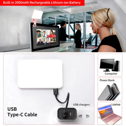 KingMa LED Selfie Light 80 Power Rechargeable Clip Fill Video Light for Phone iPad with Front & Back Clip Adjusted 3 Light Modes