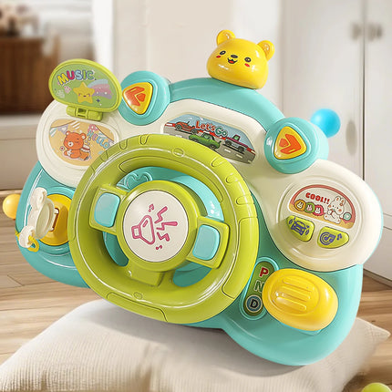 Music Steering Wheel Toys, Simulated Driving Steering Wheel Vocal Toy Multifunctional Learning Early Education Gifts for Kids