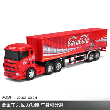 1:64 Small trailer container truck Gulf version Simulation alloy car model ornament toy Collect boys' toys gifts