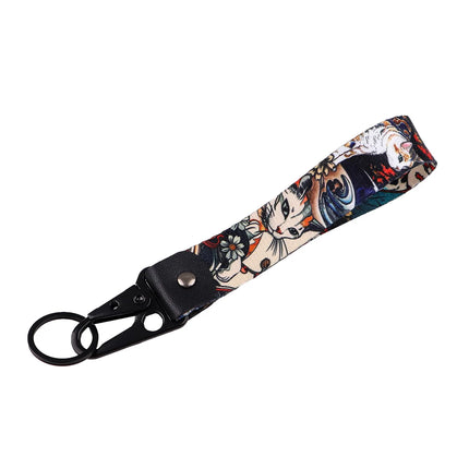 Lucky Cat Eagle Beak Keychain Motorcycles Girl Animation Short Lanyards Used in Phone Rope Badge Holder Accessories