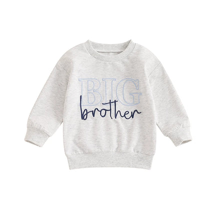 2024-05-27 Lioraitiin Girls Boys Sweatshirts Sister Brother Matching Clothes Letter Embroidery Crew Neck Long Sleeve Pullovers