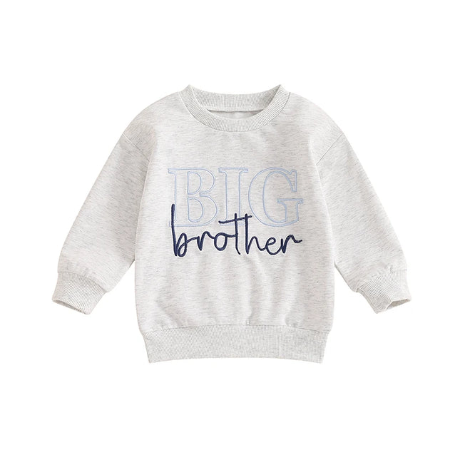 2024-05-27 Lioraitiin Girls Boys Sweatshirts Sister Brother Matching Clothes Letter Embroidery Crew Neck Long Sleeve Pullovers
