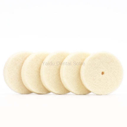 100PCS Dental Denture Polishing Wool Velvet Wheel Dental Polishing Felt Wheel Cloth Wheel Beige Hard Velvet Disc Dental Lab