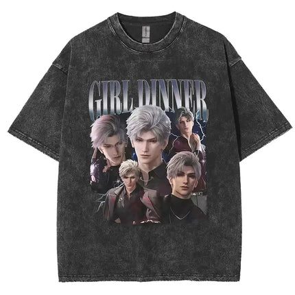 Funny Girl Dinner Caleb Graphic Tee Shirt Love and Deepspace Novelty Cotton T Shirts Fashion High Quality Vintage Washed T-Shirt
