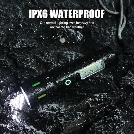 LED+COB Portable Flashlight Zoomable Small Torch USB Rechargeable Outdoor Camping Fishing Long Range Camping Emergency Lantern